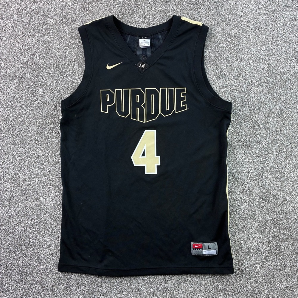 Nike Purdue Boilermakers Basketball Jersey Mens Large Black Gold #4 NCAA Team